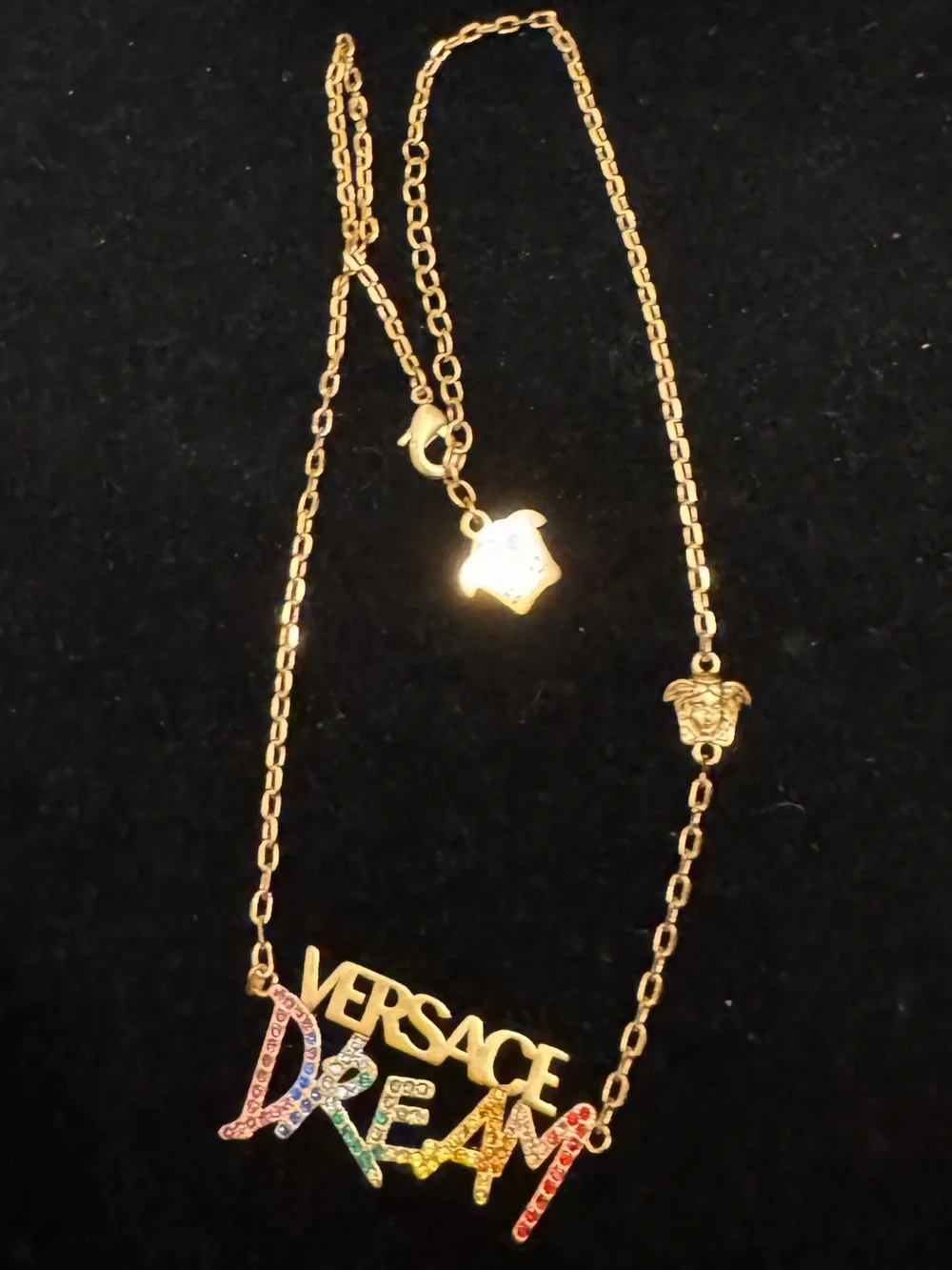 Versace Gold-Tone 'DREAM' Multicolored Crystal Pendant Necklace